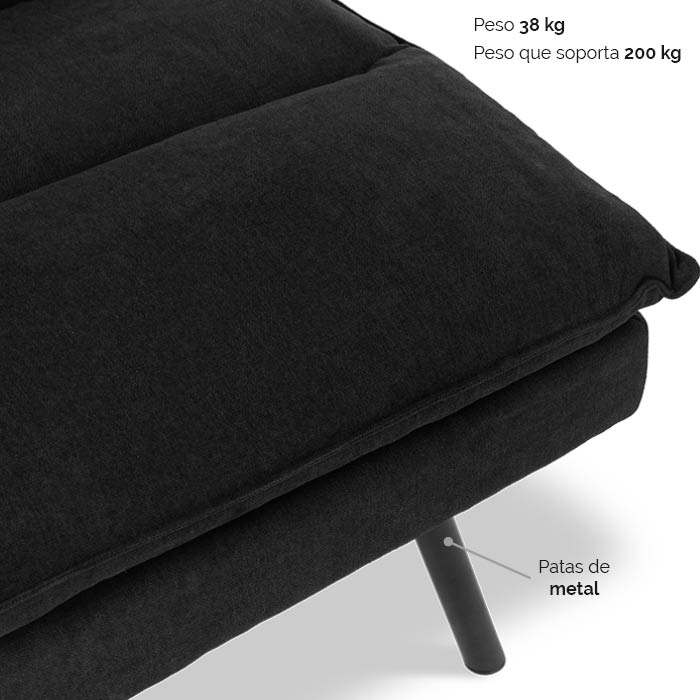 Futon Tela Negro Elom | Sofá Cama y Futones | salas